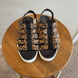 TOMS Brown and Black Leopard Sandals